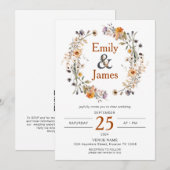 Rustieke Boho Herfst Wildbloemen Bruiloft Kaart (Voorkant / Achterkant)