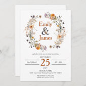 Rustieke Boho Herfst Wilde Bloemen Bruiloft Kaart (Voorkant / Achterkant)