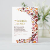 Rustieke Boho Herfst Wildflower Garden Wedding Det Informatiekaartje (Staand voorkant)