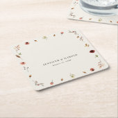 Rustieke Boho Herfst Wildflowers Huwelijk of Verlo Kartonnen Onderzetters (Schuin)