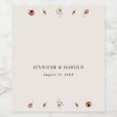 Rustieke Boho Herfst Wildflowers Huwelijk of Verlo Wijn Etiket (Enkel label)