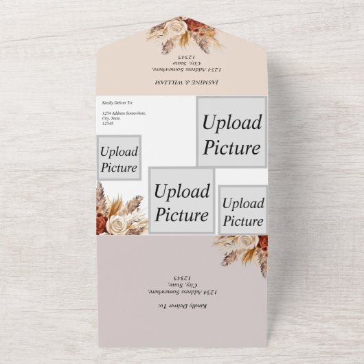 Rustieke Boho Herfstbloemen Alles in één bruiloft  All In One Uitnodiging (Buitenkant)