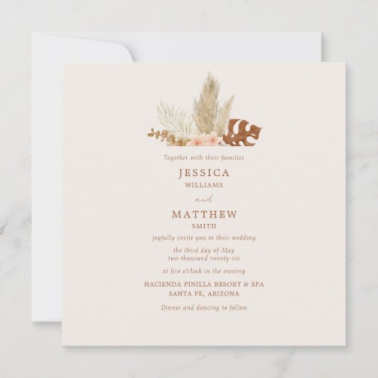 Rustieke Boho Herfstbloemen Buiten Trouwen Kaart (Voorkant)