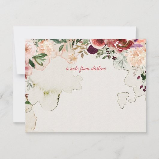 Rustieke Boho Herfstbloemen Persimmonen Monogram Notitiekaartje (Voorkant)