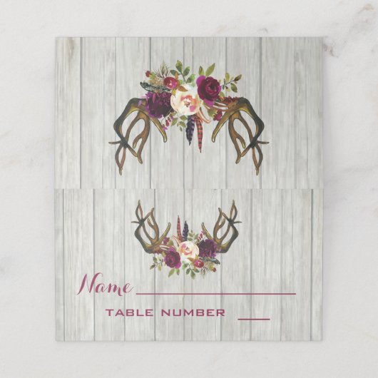Rustieke boho hout gewei bloemenkaarten plaatskaartje (Buitenkant ongevouwen)