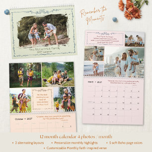 Rustieke Boho Houten Op Maat Gemaakte Familie Gebe Kalender