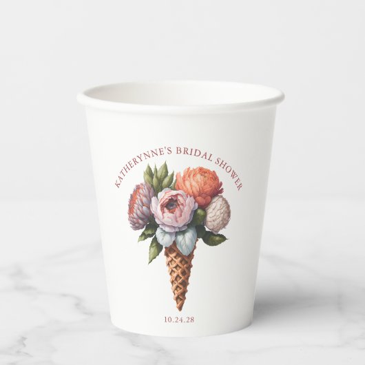 Rustieke Boho Ijs Bruidsfeest Papieren Bekers (Voorkant)