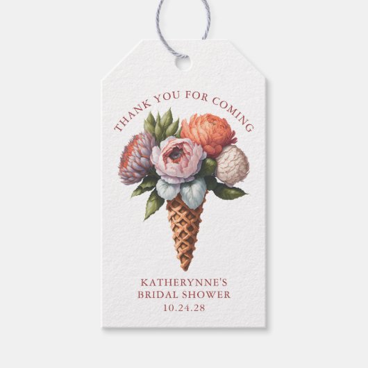 Rustieke Boho Ijs Florale Bruidsdiner Cadeaulabel (Voorkant)