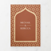 Rustieke Boho Indiase Lattice Arch Terracotta brui Drieluik Uitnodiging (Cover)