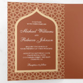 Rustieke Boho Indiase Lattice Arch Terracotta brui Drieluik Uitnodiging (Binnenzijde eerst)