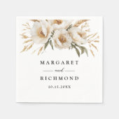 Rustieke Boho Ivoor Bloemen Trouwpapier Servet (Voorkant)