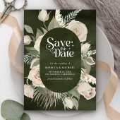 Rustieke Boho Ivoor Rozen Dark Sage Wedding Save The Date
