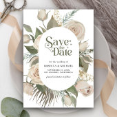 Rustieke Boho Ivoor Rozen Sage Green Wedding Save The Date