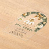 Rustieke Boho Jas Winter Kerst Babyshower Acryl Uitnodigingen (Laagn)