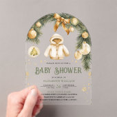 Rustieke Boho Jas Winter Kerst Babyshower Acryl Uitnodigingen (Insitu (Draagbaar))