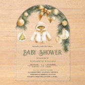 Rustieke Boho Jas Winter Kerst Babyshower Acryl Uitnodigingen (Voorkant)