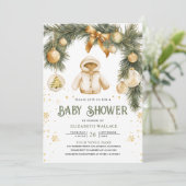 Rustieke Boho Jas Winter Kerst Babyshower Kaart (Staand voorkant)