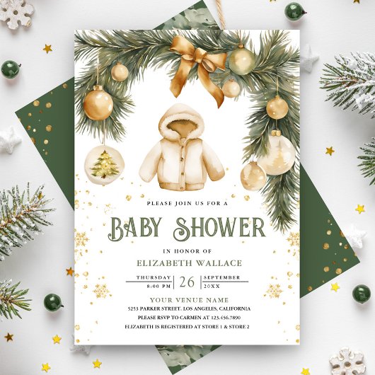 Rustieke Boho Jas Winter Kerst Babyshower Kaart