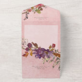 Rustieke Boho Jewel Tone Florals Roze Diner All In One Uitnodiging (Buitenkant)