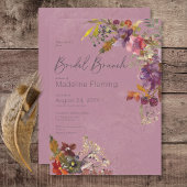 Rustieke Boho Jewel Tone Plum Bloemen Bruidsbrunch Kaart