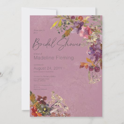 Rustieke Boho Jewel Tone Plum Florals Vrijgezellen Kaart (Voorkant)