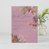 Rustieke Boho Jewel Tone Plum Florals Vrijgezellen Kaart (Staand voorkant)