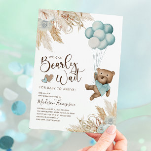 Rustieke Boho Jongen Beer Baby Shower Uitnodiging
