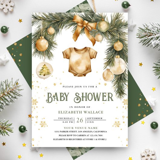 Rustieke Boho Jongen Winter Kerst Baby Shower Kaart