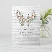 Rustieke Boho Katoen en Eucalyptus Boheemse Bruilo Save The Date (Staand voorkant)