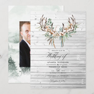 Rustieke Boho Katoen en Eucalyptus Boho Bruiloft Kaart