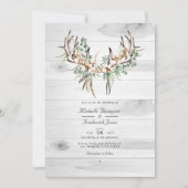 Rustieke Boho Katoen en Eucalyptus QR Code Trouwen Kaart (Voorkant)