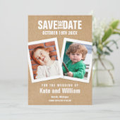 Rustieke Boho Kinderfoto's Bewaar de Datum Save The Date (Staand voorkant)