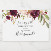 Rustieke Boho Kleurrijke Bloemen Bruidsmeisje Voor Sparkling Wijnetiket (Enkel label)