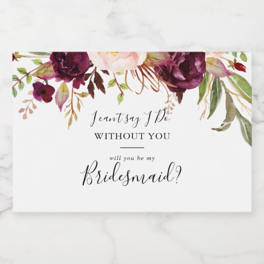 Rustieke Boho Kleurrijke Bloemen Bruidsmeisje Voor Sparkling Wijnetiket (Enkel label)