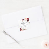 Rustieke Boho Kleurrijke Bloemen Bruiloft Welkom Vierkante Sticker (Envelop)