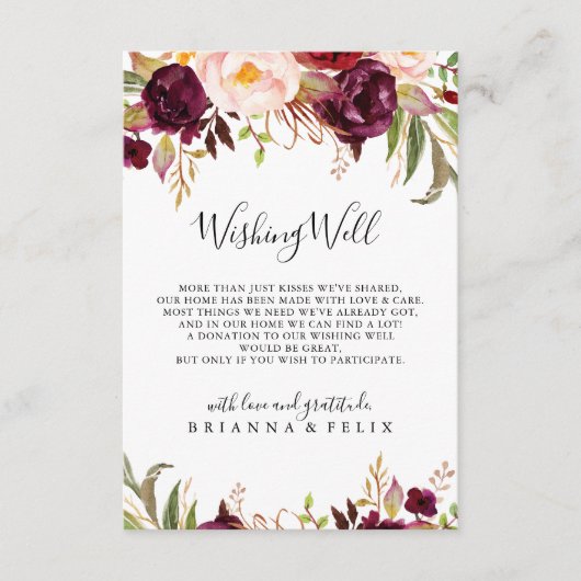 Rustieke Boho Kleurrijke Bloemen Bruiloft Wishing  Informatiekaartje (Voorkant)