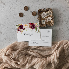 Rustieke Boho Kleurrijke Bloemen Dank u Briefkaart