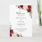 Rustieke Boho Kleurrijke Bloemen Gevouwen Bruiloft Programma (Voorkant)