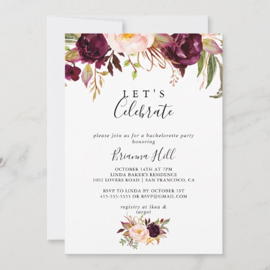 Rustieke Boho Kleurrijke Bloemen Laten we feest vi Kaart (Voorkant)