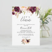 Rustieke Boho Kleurrijke Bloemen Laten we feest vi Kaart (Staand voorkant)