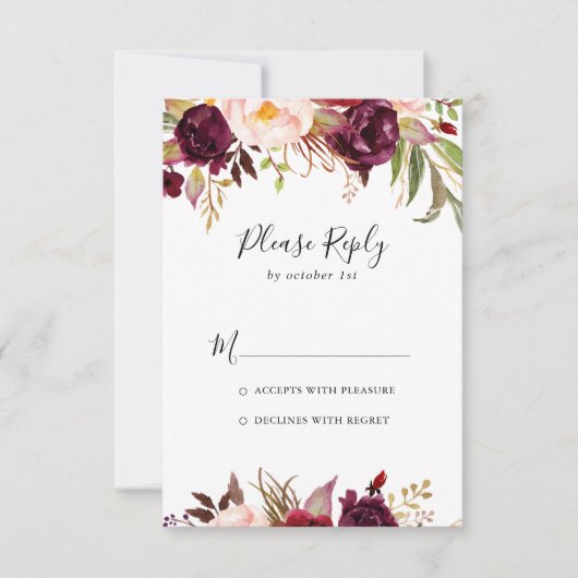 Rustieke Boho Kleurrijke Bloemen RSVP (Voorkant)