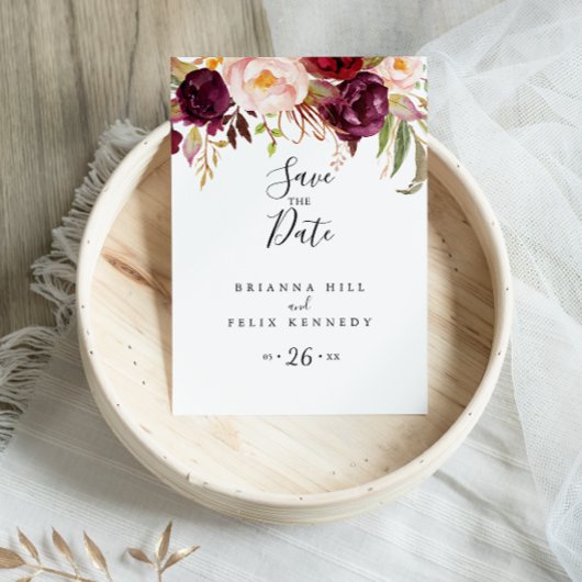 Rustieke Boho Kleurrijke Bloemen Save the Date Briefkaart