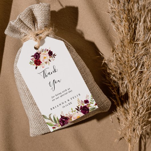 Rustieke Boho kleurrijke bloemenbruiloft dank u Cadeaulabel