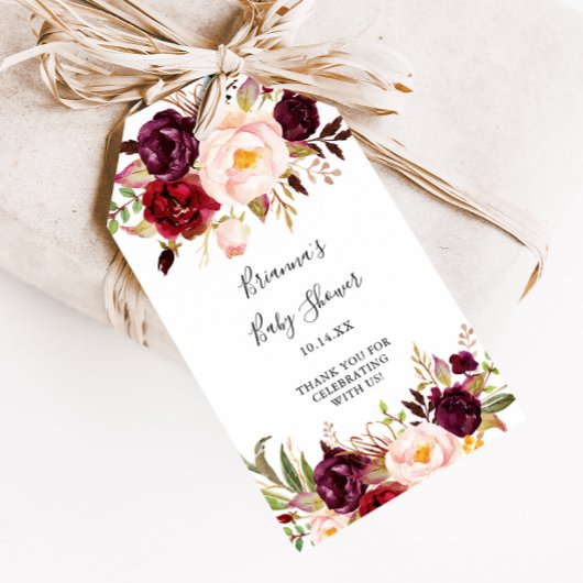 Rustieke Boho Kleurrijke Bloemenkraamfeest Cadeaulabel