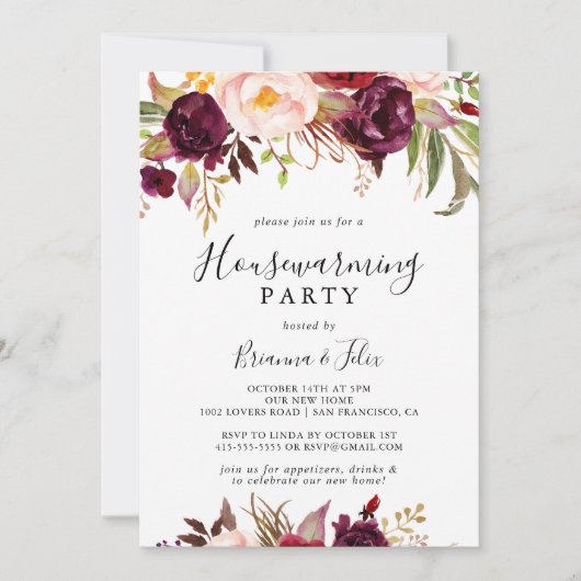 Rustieke Boho Kleurrijke Floral Housewarming Party Kaart (Voorkant)