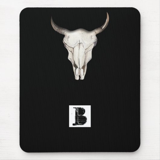 Rustieke Boho Koe Stier Hoorns Westers Landelijk Muismat (Voorkant)