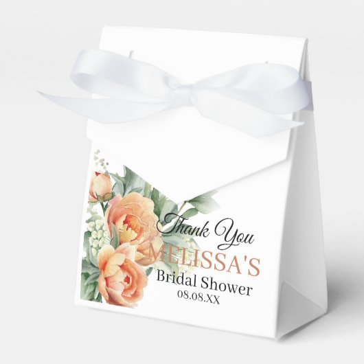 Rustieke boho koraal bloemen groen dank u bedankdoosjes (Voorkant Zijde)