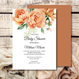 Rustieke Boho koraal perzik bloemen groen Kaart