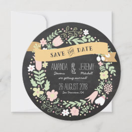 Rustieke Boho Krans Krijtbord Foto Save the Date