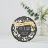 Rustieke Boho Krans Schoolbord Foto Save the Date (Staand voorkant)